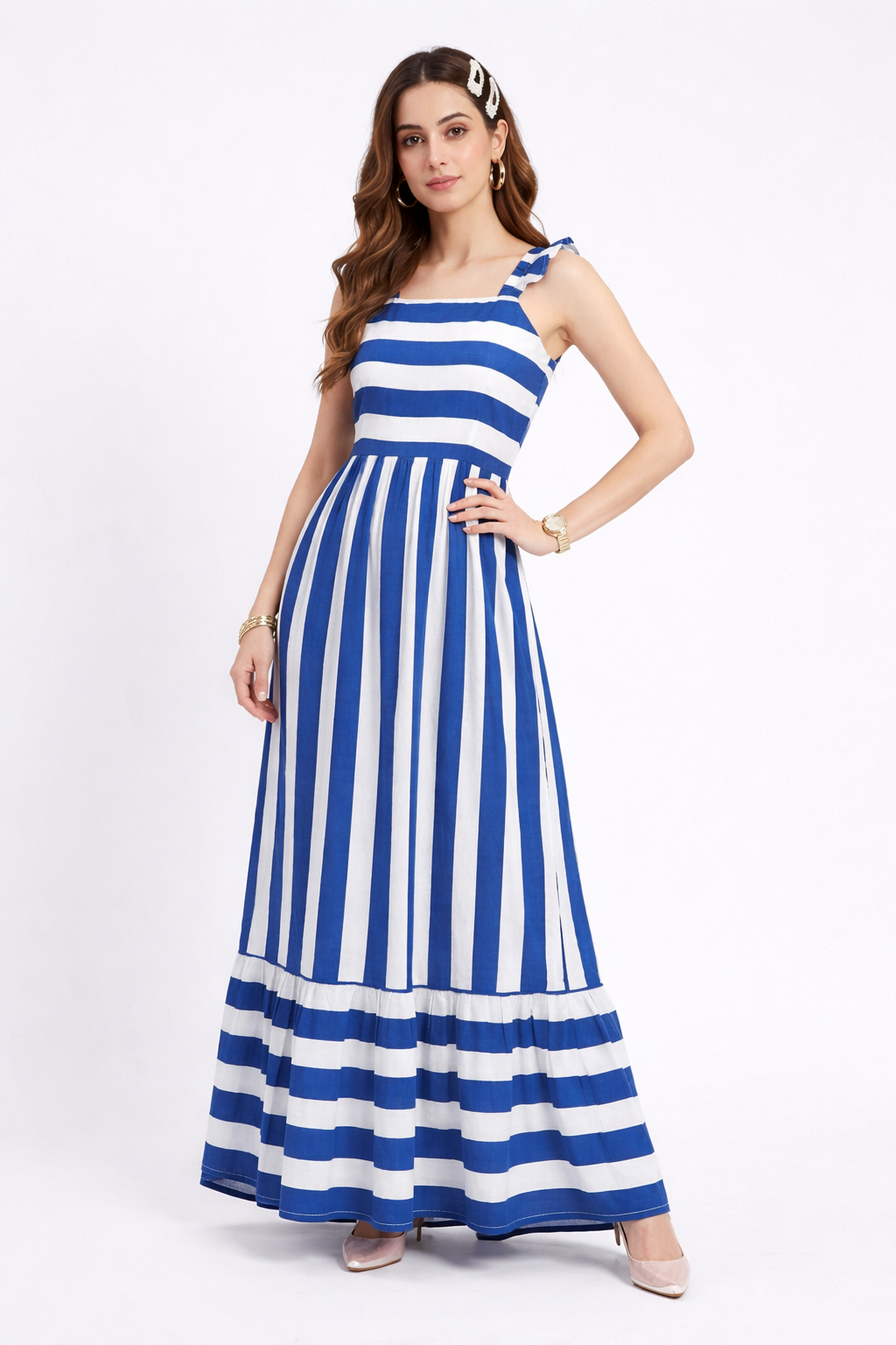 Thick Blue Stripped Maxi Dress