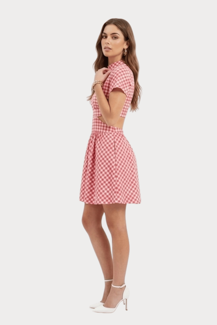 Pink Checkered Mini Dress