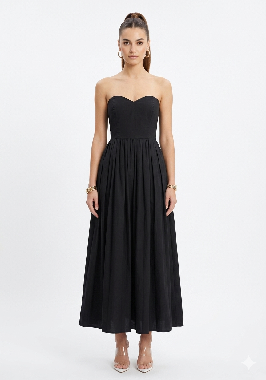 Dark Black Color Tube Maxi with Slit