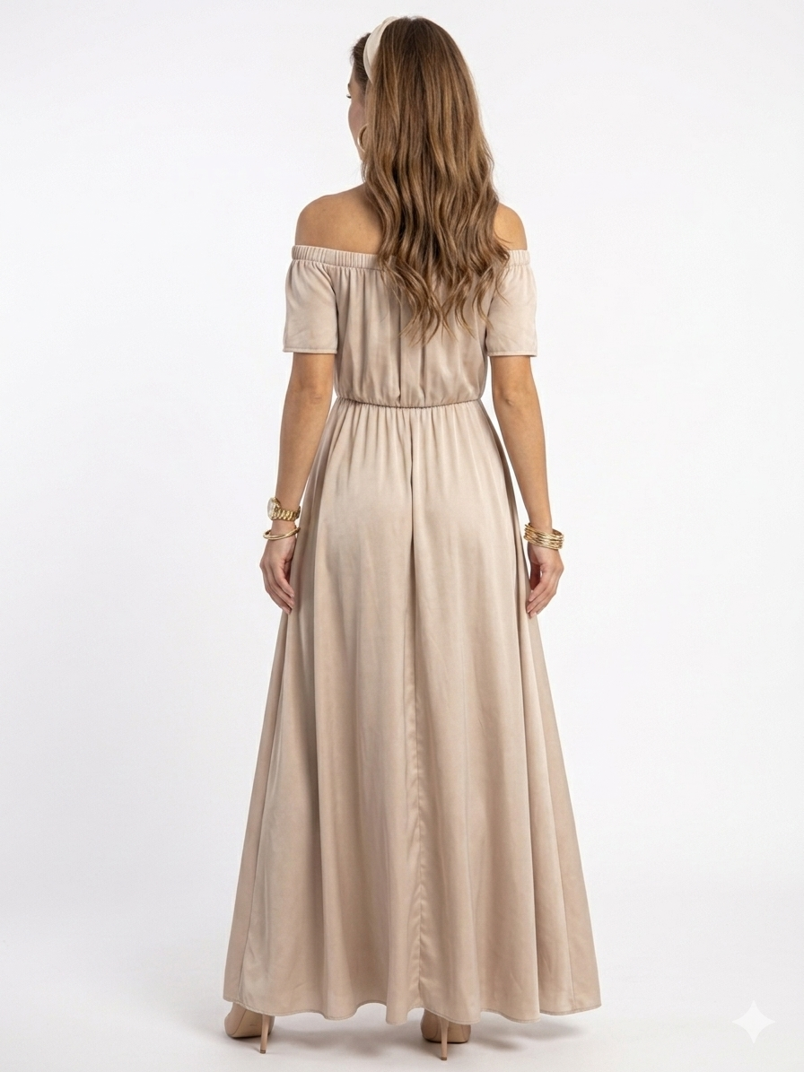 Off-White Off-Shoulder Cut-Out Midi Dress