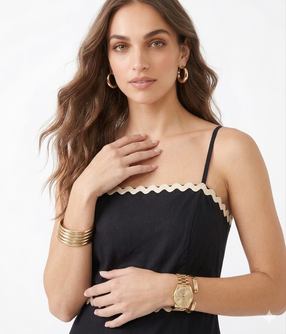Sleeveless Black Maxi with White Contrast Threading